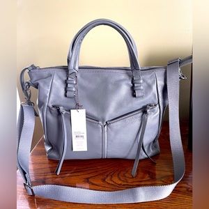 Large pebbled convertible leather satchel & crossbody bag